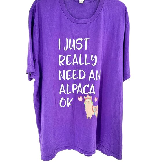 Need an Alpaca T-Shirt 3XL Purple w White Lettering Bella Canvas Cotton - Picture 1 of 7